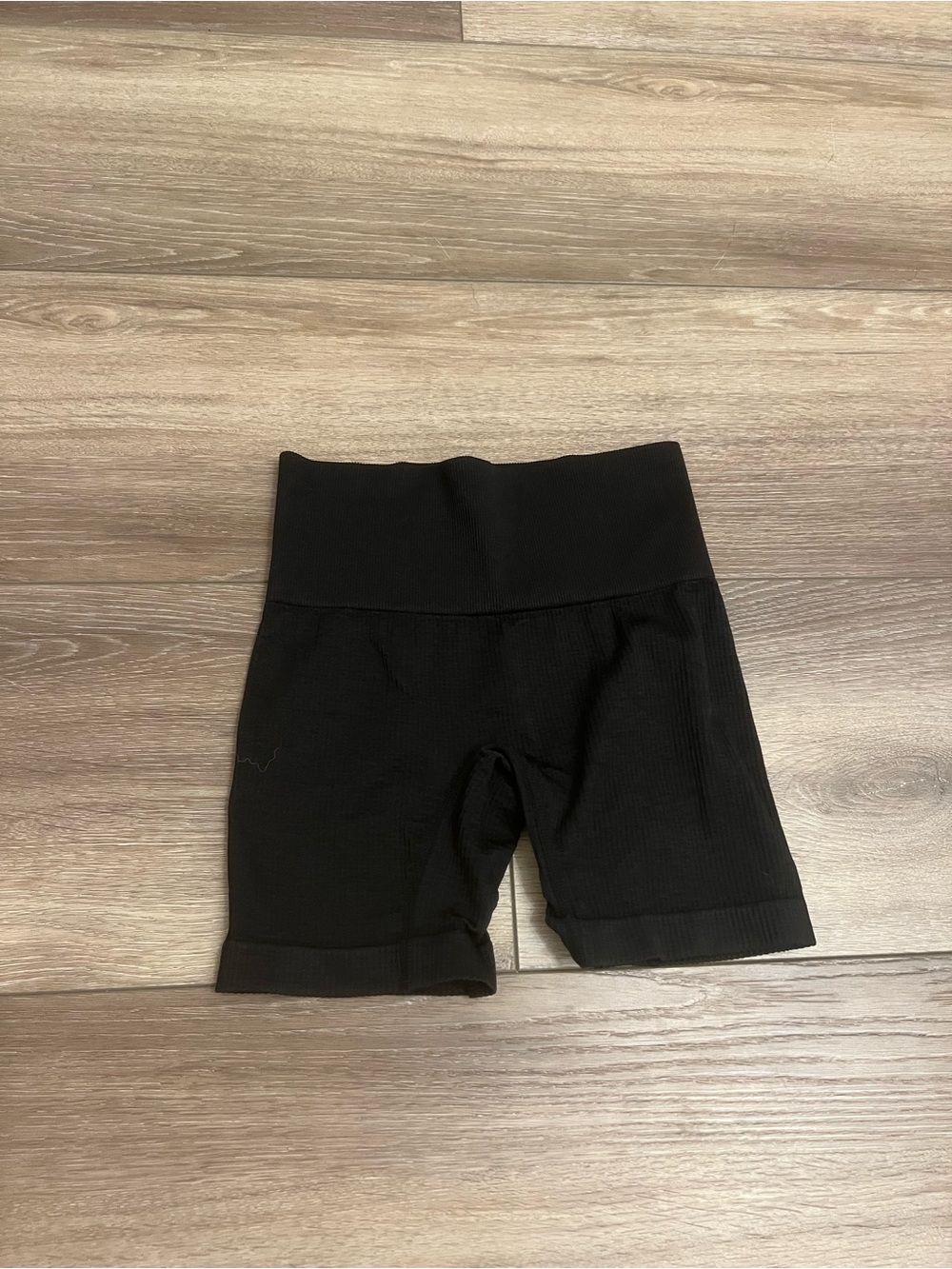 Colsie Black Ribbed High-Waist Bike Shorts